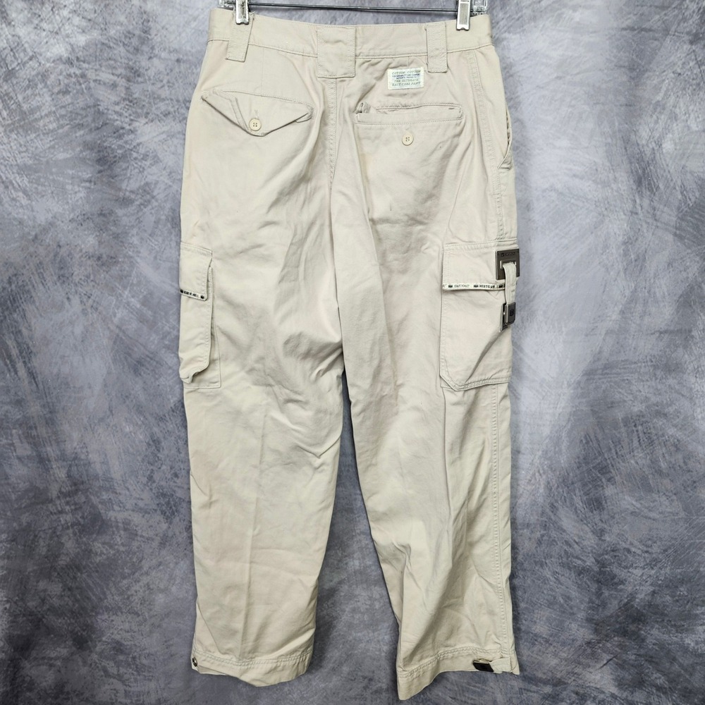Vintage‎ Y2K Bare Fox Baggy Tactical Cargo Pants 30x28 Khaki Metal Buckle Skate